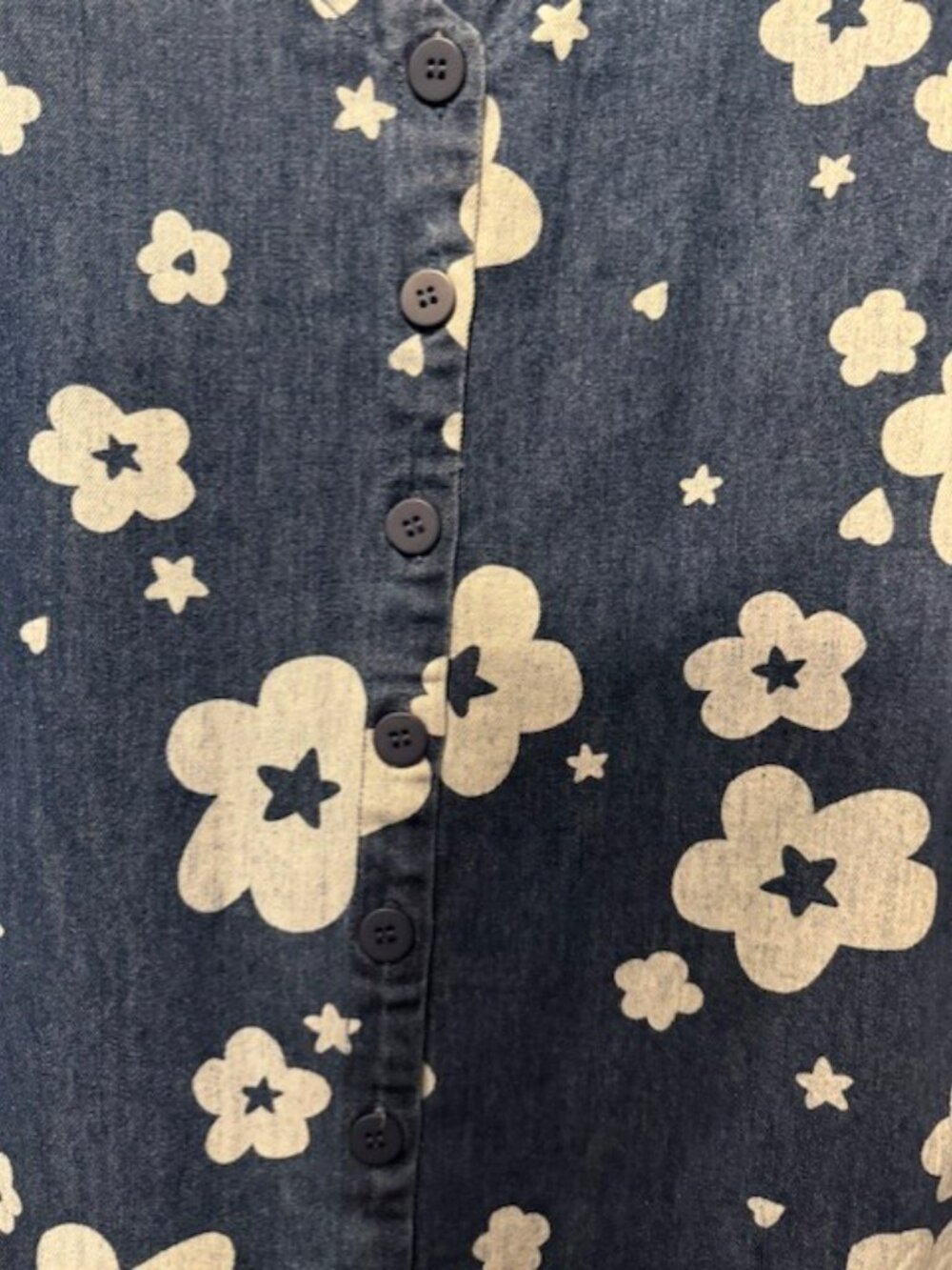 Retro Indigo denim Starry Flower Pinafore Mini Dress - NWOT / AU 18 = US 14 - Picture 11 of 16
